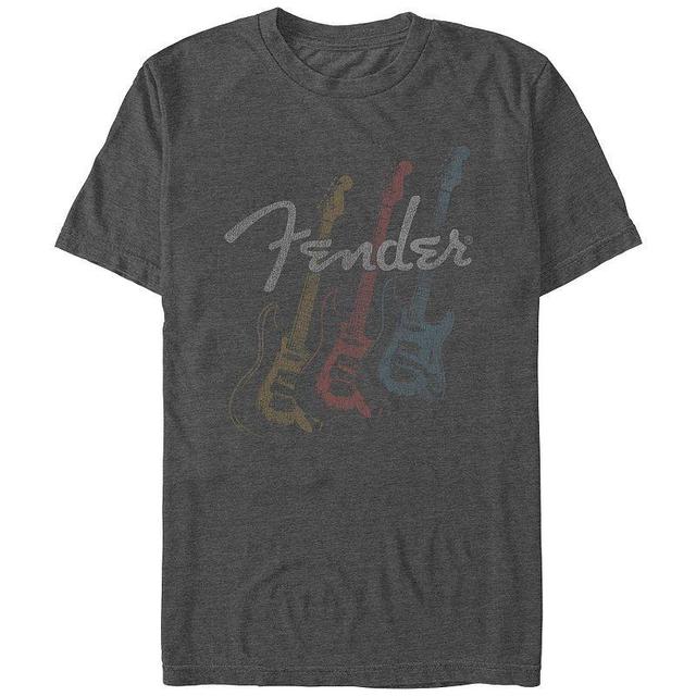 Mens Fender Stacked Guitar Faded Logo Graphic Tee Grey Heather Product Image