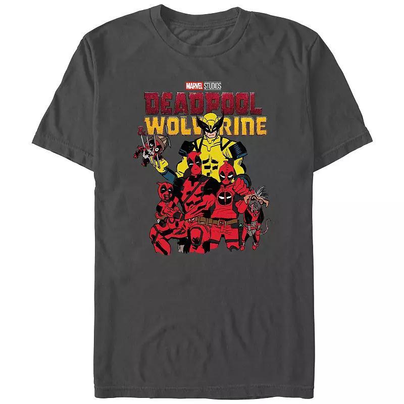 Mens Marvel Deadpool And Wolverine Deadpool Family Poster Graphic Tee Grey Product Image