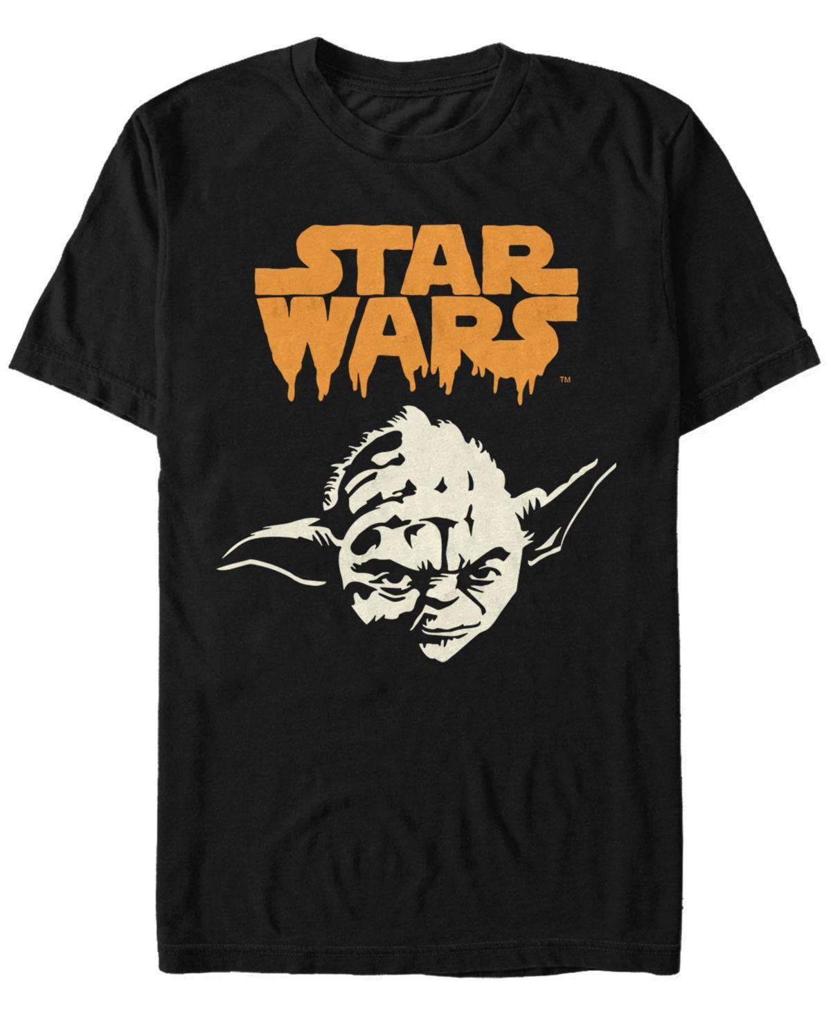 Star Wars Mens Yoda Big Face Drip Text Short Sleeve T-Shirt Product Image