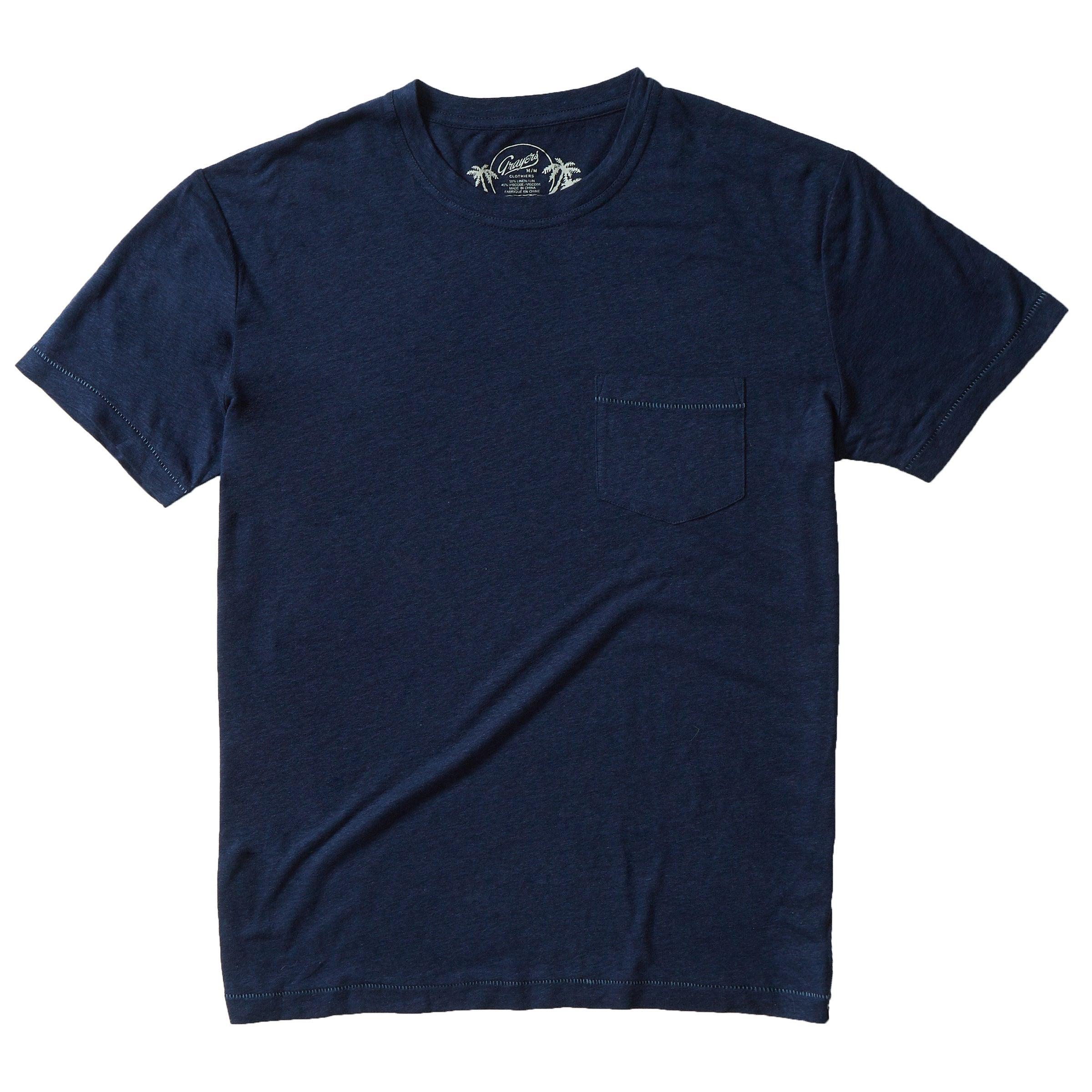 Safari Linen Blend Pocket Tee - Navy (Final Sale) Product Image