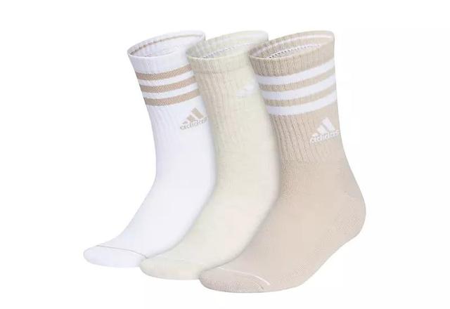 Adidas Womens Cushioned 3-Stripe 3.0 Crew Socks 3 Pairs Product Image