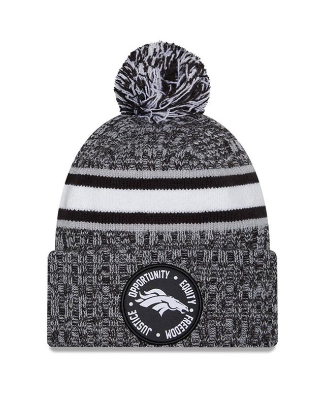 Mens New Era Heather Black Denver Broncos 2023 Inspire Change Cuffed Knit Hat with Pom Product Image