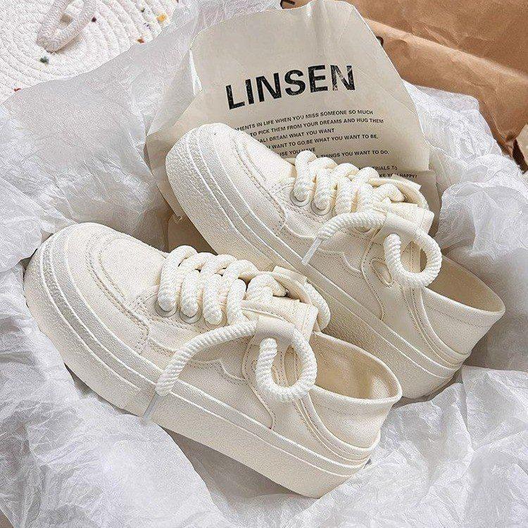 Platform Lace-Up Canvas Sneakers Product Image