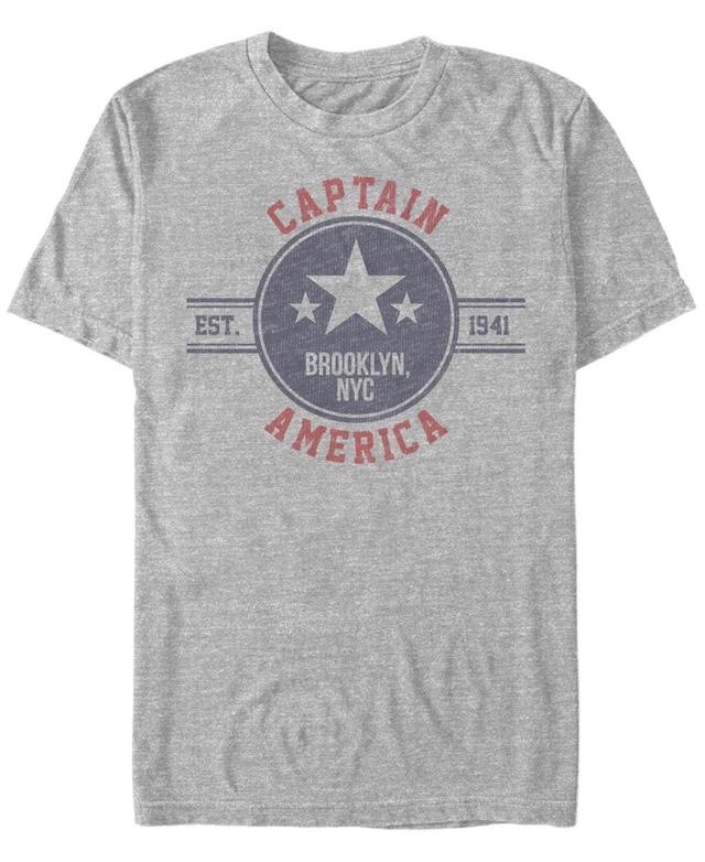 Mens Marvel Captain America Brooklyn Jersey Logo Tee Athletic Grey Product Image