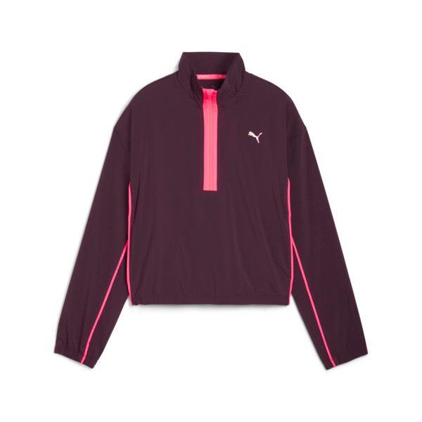 PUMA Run For Her Women's Woven Half-Zip in Midnight Plum/Sunset Glow Product Image