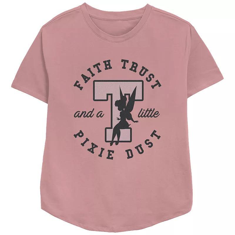 Disneys Tinker Bell Faith Trust And A Little Pixie Dust Stamp Relaxed Fit Womens Graphic Tee, Girls Product Image