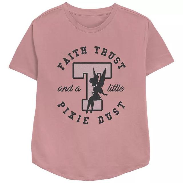 Disneys Tinker Bell Faith Trust And A Little Pixie Dust Stamp Relaxed Fit Womens Graphic Tee, Girls Product Image