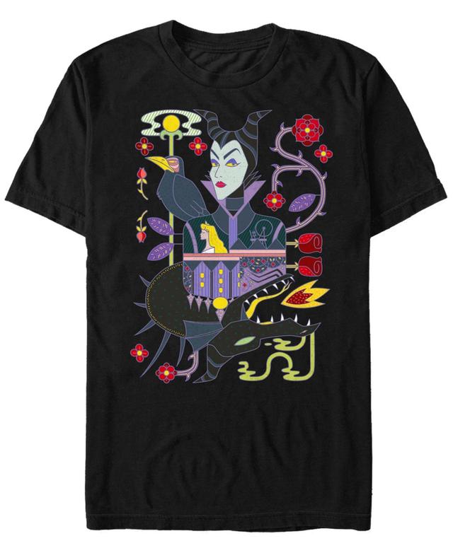 Disney Mens Sleeping Beauty Maleficent Playing Card, Short Sleeve T-Shirt Product Image