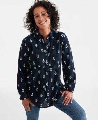 Women's Printed Tiered Tunic Shirt, Created for Macy's Product Image