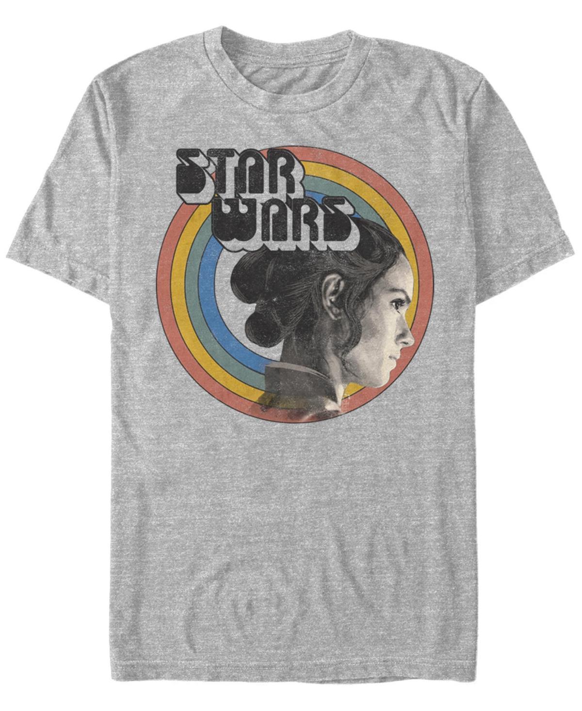 Mens Star Wars The Rise of Skywalker Rey Vintage Rainbow Graphic Tee Athletic Grey Product Image