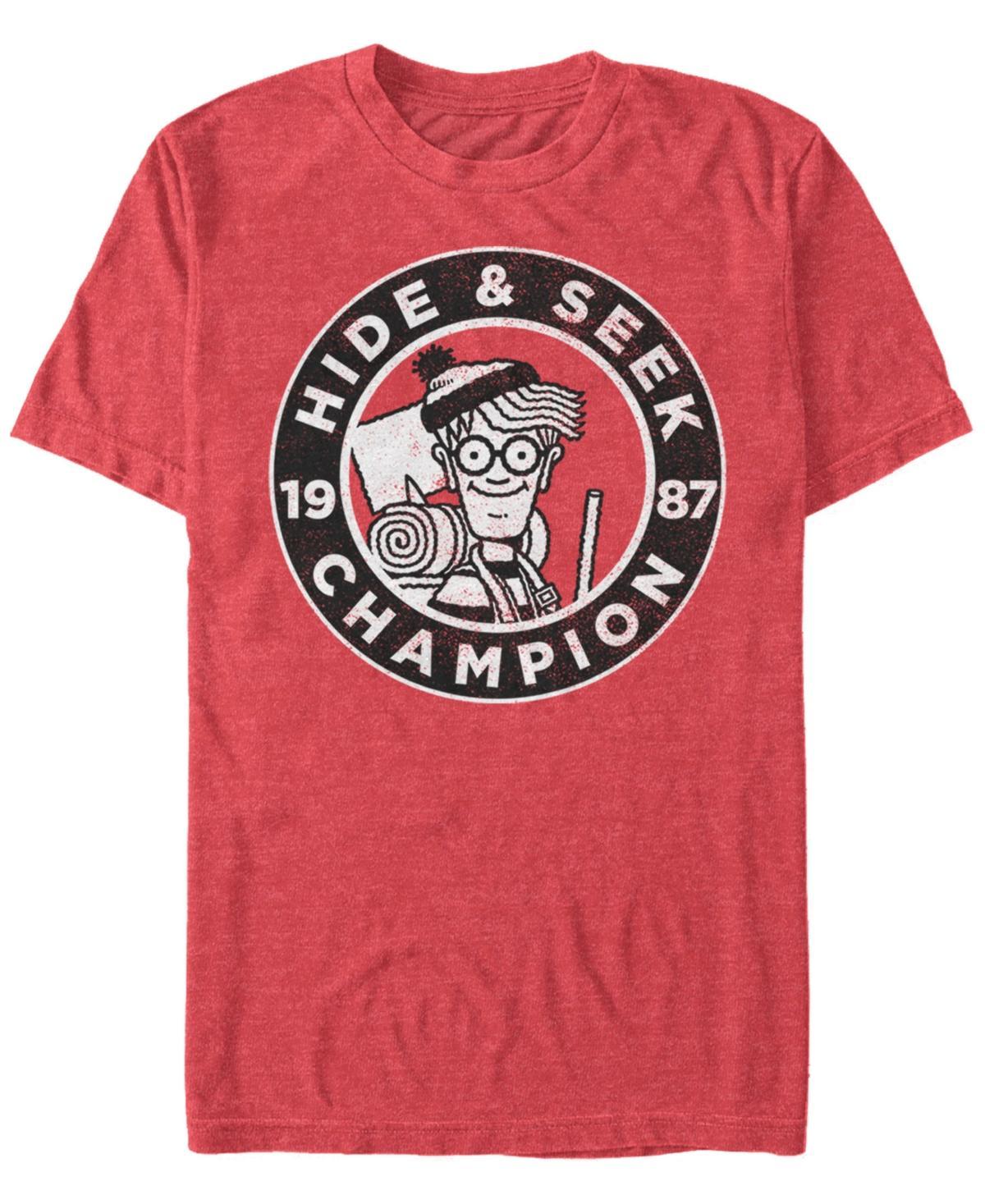 Mens Wheres Waldo Hide And Seek Champion Graphic Tee Red Grey Product Image