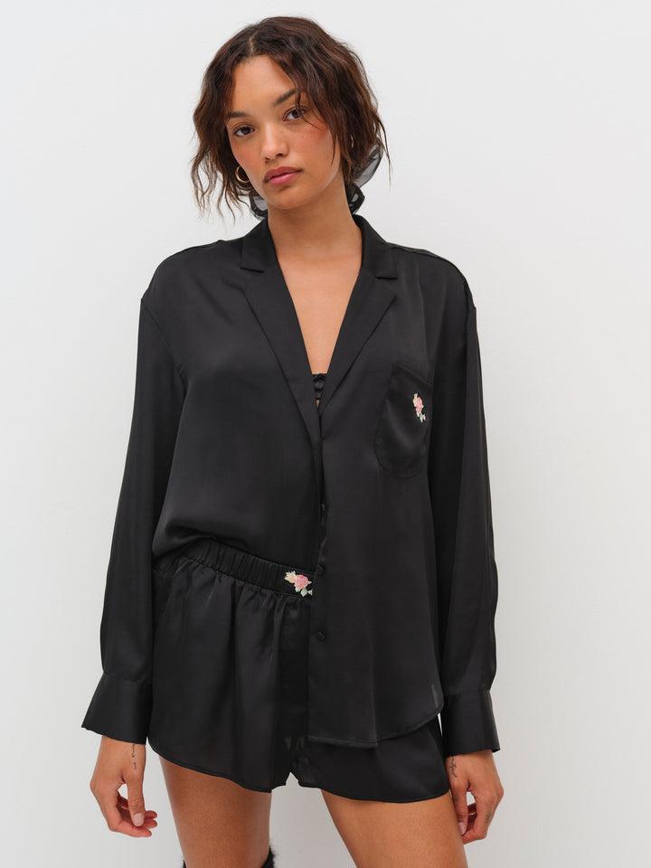 Everyday Rosebud PJ Top — Black Product Image