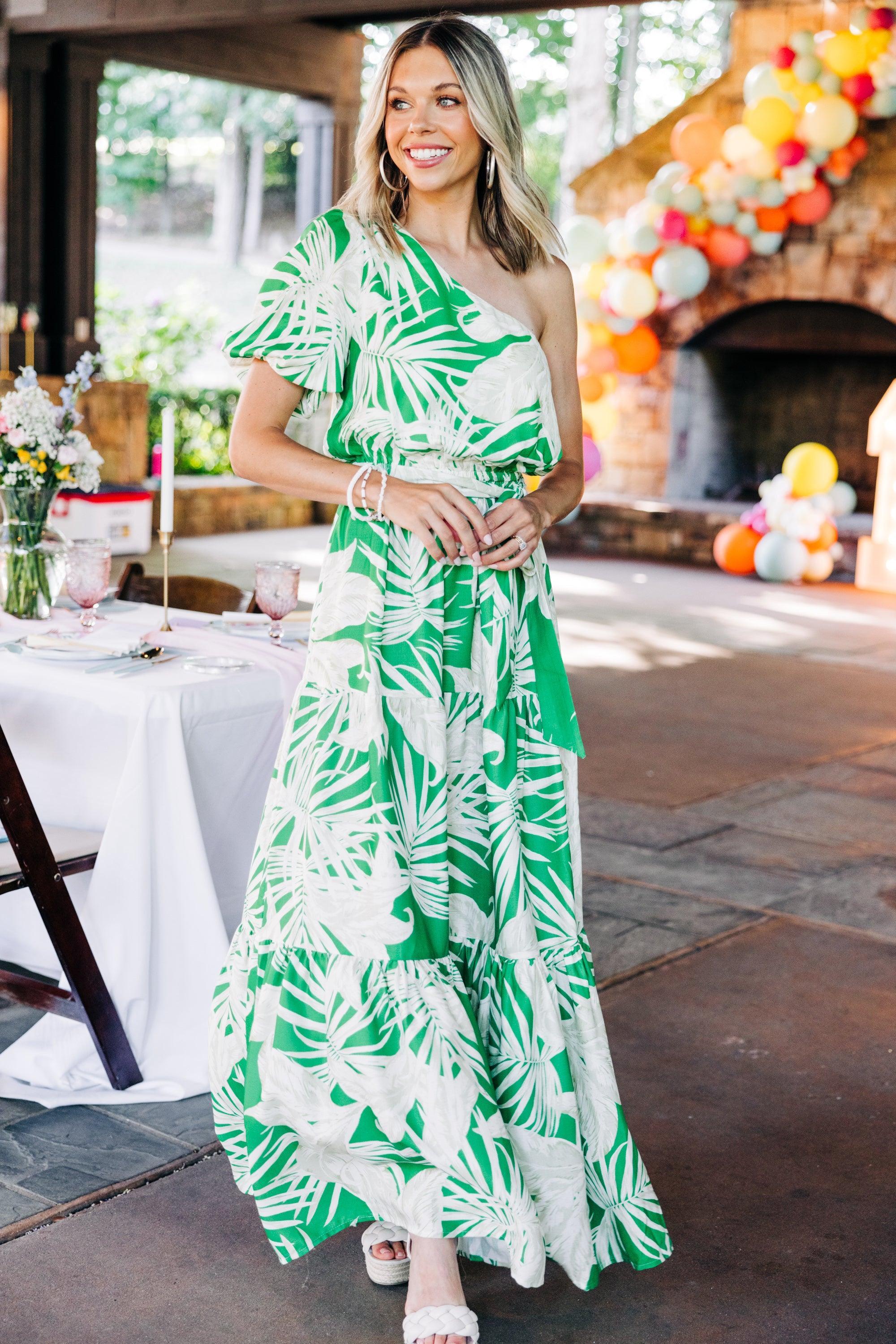 Beachside Beauty Green Palm Maxi Dress Female Product Image