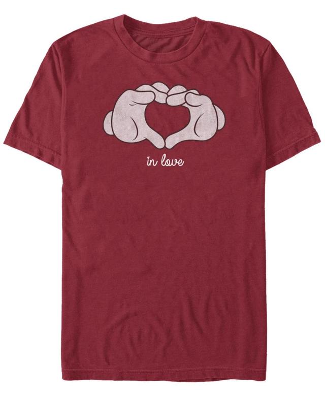 Disneys Mickey Mouse Mens Heart Hands In Love Tee Red Product Image