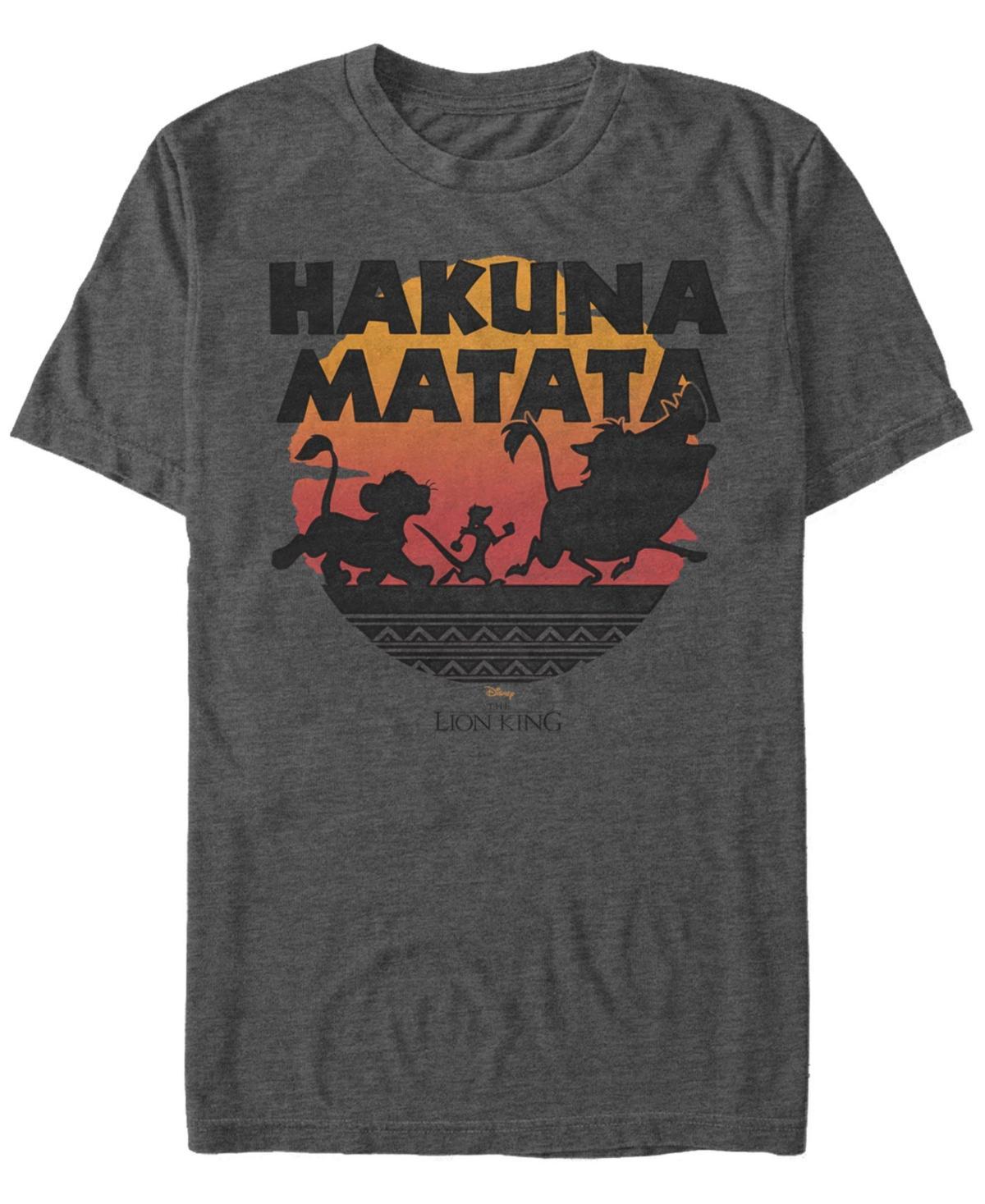 Fifth Sun Mens Disney The Lion King Hakuna Matata Sunset Silhouette Poster Short Sleeve T-shirt Product Image