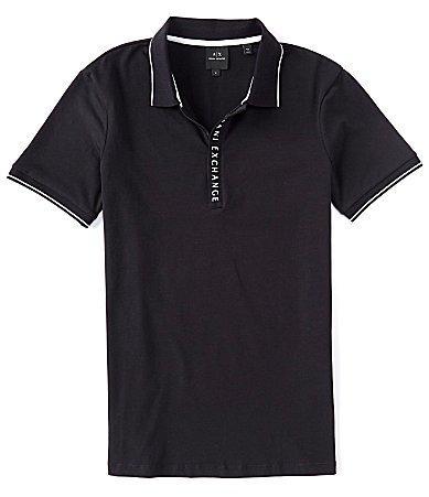 Armani Exchange Slim Fit Zipper Logo Short Sleeve Polo Shirt Product Image