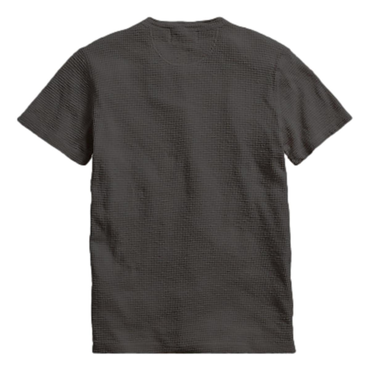 Waffle-Knit Short-Sleeve Henley Shirt Faded Black Canvas Product Image