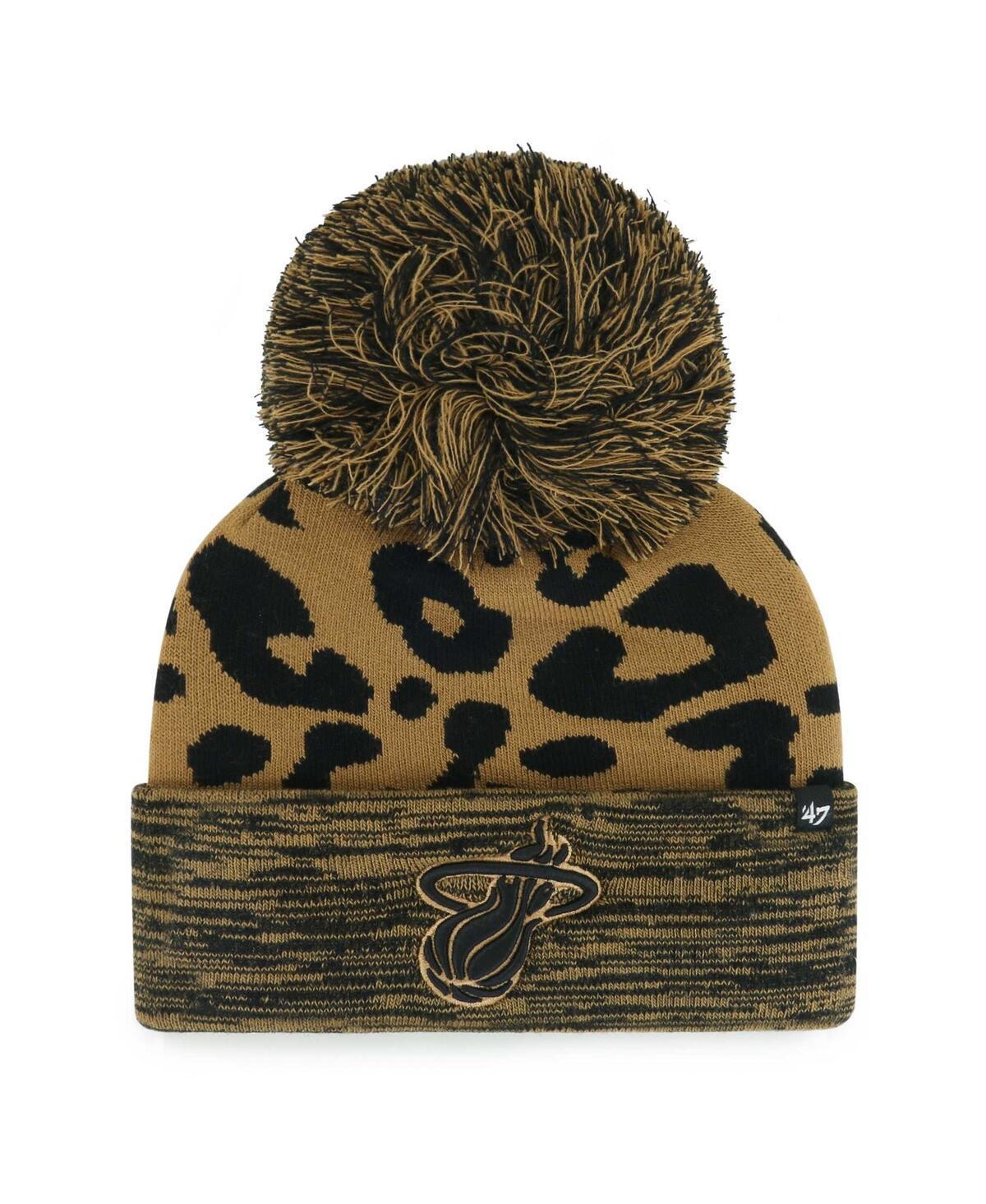 Womens 47 Leopard Miami Heat Rosette Cuffed Knit Hat with Pom Product Image