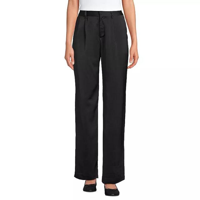 Womens Lands End Satin Wide Leg Pleated Pants Product Image