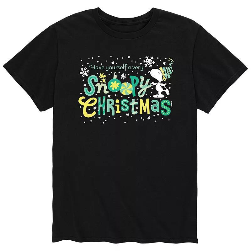 Mens Peanuts Snoopy Christmas Tee Black Product Image