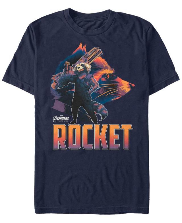 Mens Marvel Avengers Infinity War Rocket Raccoon Silhouette Graphic Tee Blue Product Image