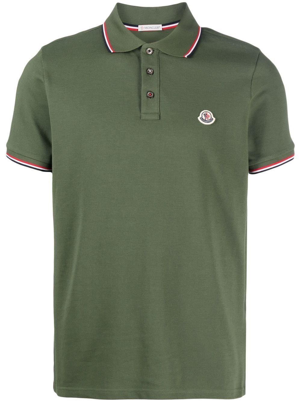 MONCLER Chest Logo-patch Detail Polo Shirt In Green Product Image