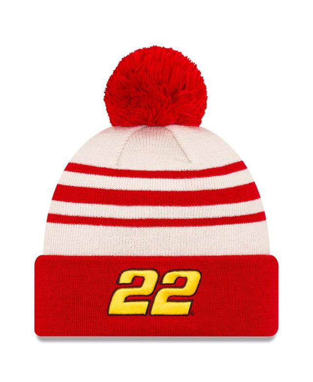 Mens New Era Scarlet Joey Logano Shell Pennzoil Cuffed Pom Knit Beanie - Scarlet Product Image