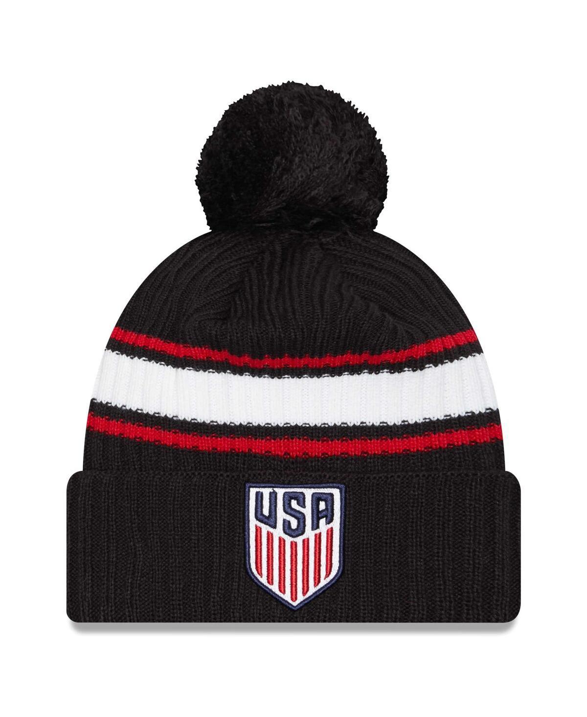 Mens New Era Navy Usmnt Fold Cuffed Knit Hat with Pom Product Image