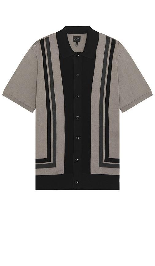 Good Man Brand Essex Short Sleeve Stripe Knit Shirt in Grey. Size L, M. Product Image