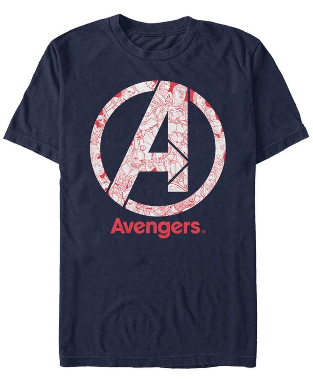 Mens Marvel Avengers Line Art Logo Tee Blue Product Image