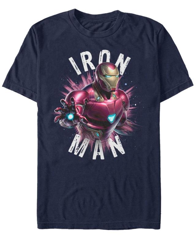 Mens Avengers Iron Man Burst Tee Blue Product Image