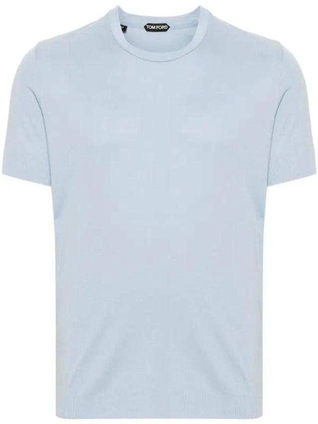 Fine-knit T-shirt In Blue Product Image