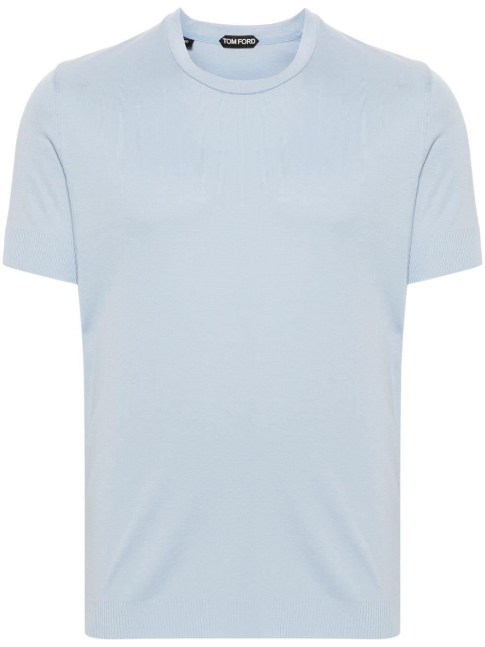 Fine-knit T-shirt In Blue Product Image