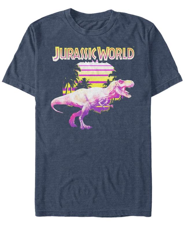 Mens Jurassic World Neon T-Rex Tee Blue Product Image