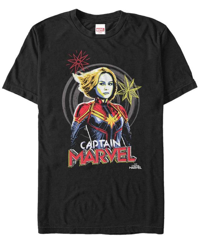 Marvel Mens Captain Marvel Hand Drawn Portrait, Short Sleeve T-shirt Product Image