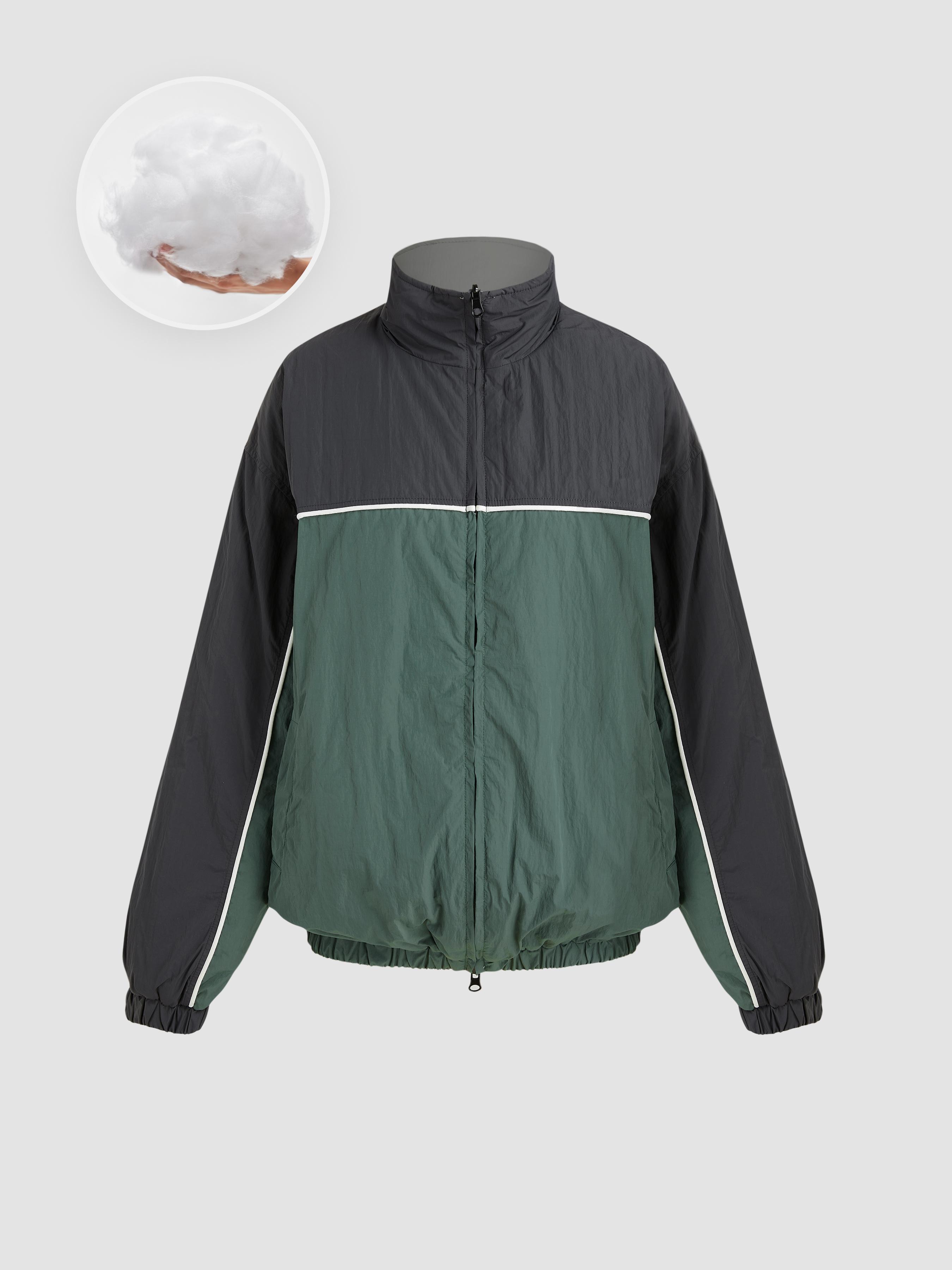 Stand Collar Patchwork Pocket Zipper Windbreaker Product Image