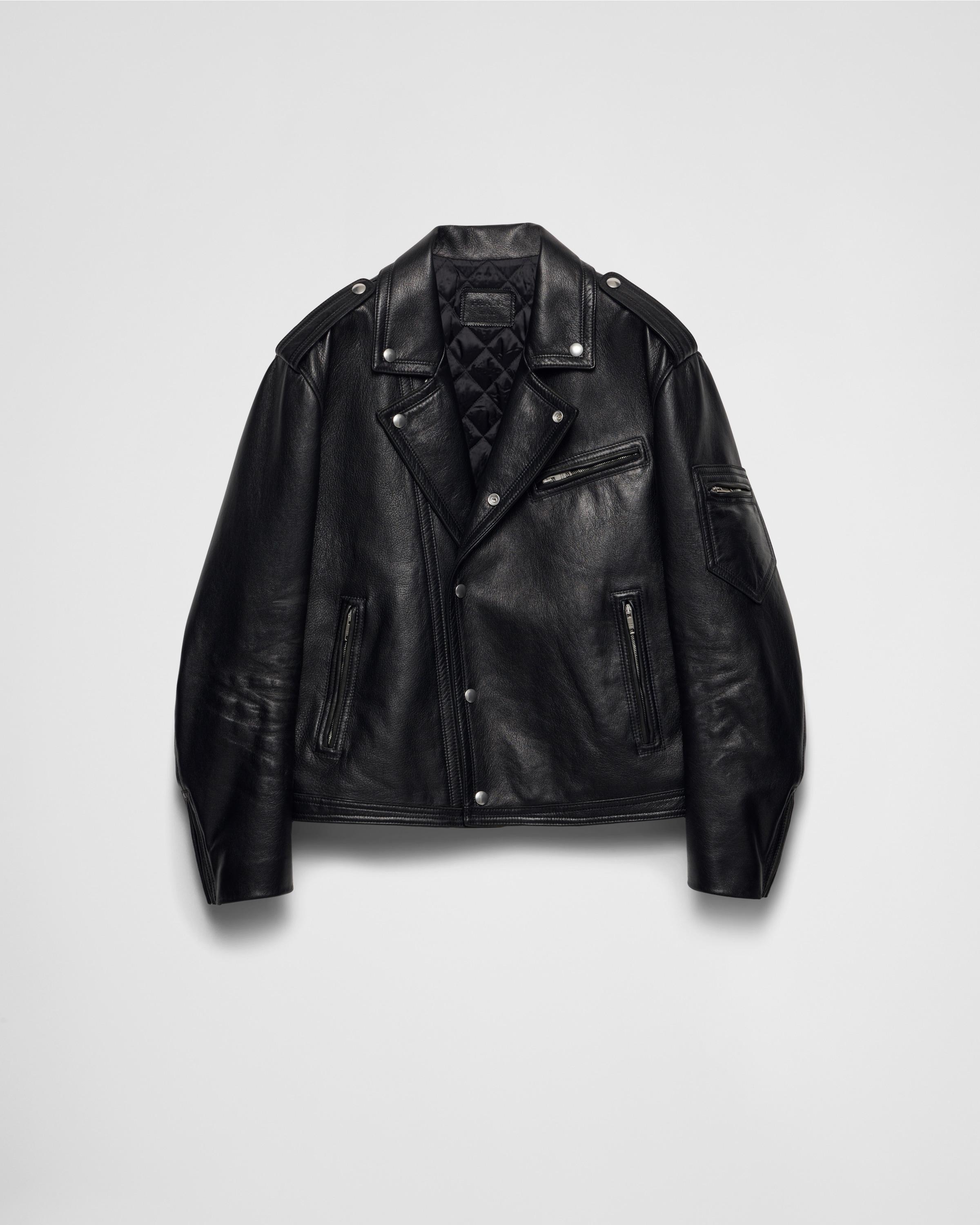 Leather biker jacket product image