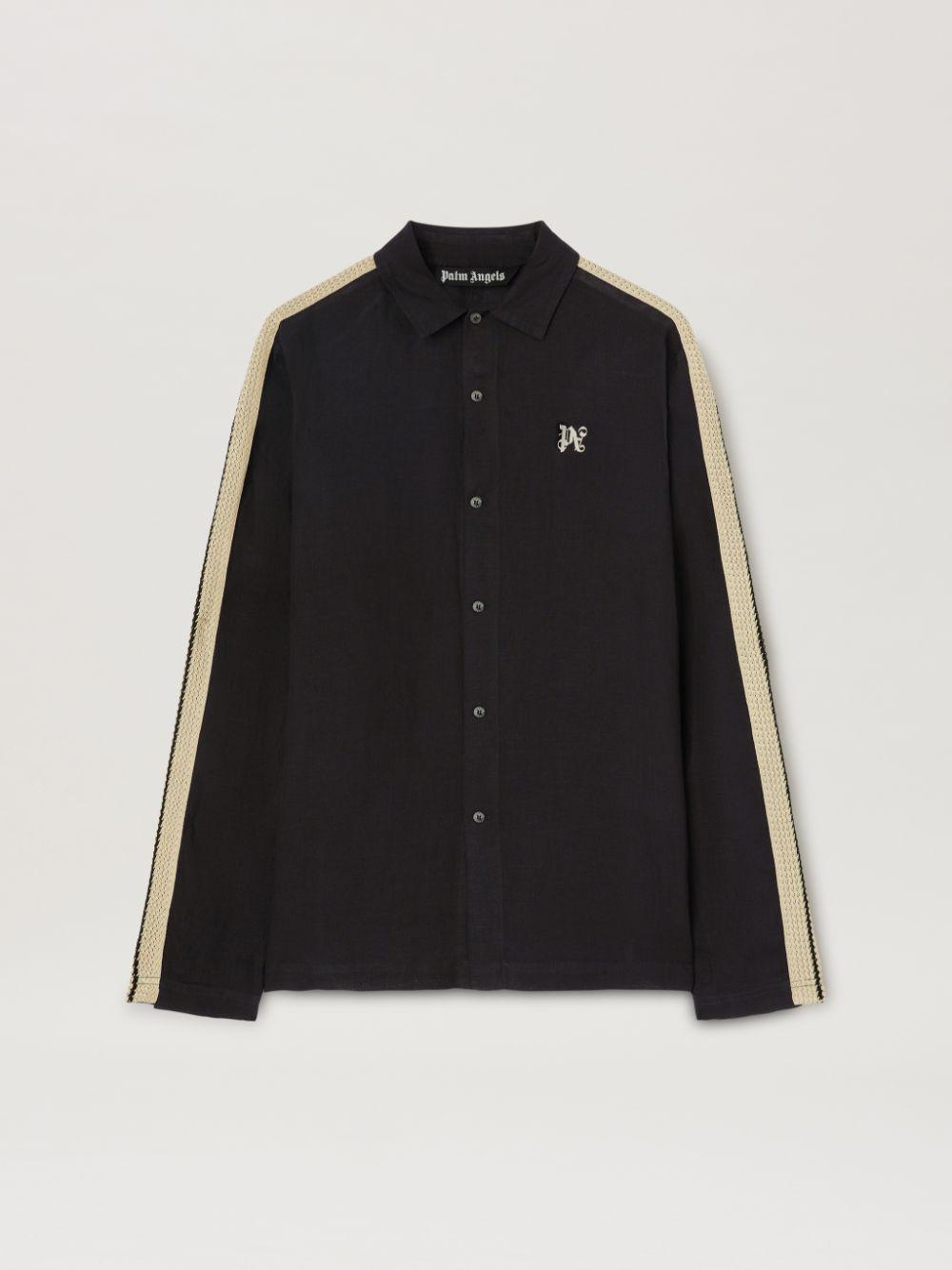 Monogram Polo Track Shirt in black  - Palm Angels® Official  Product Image