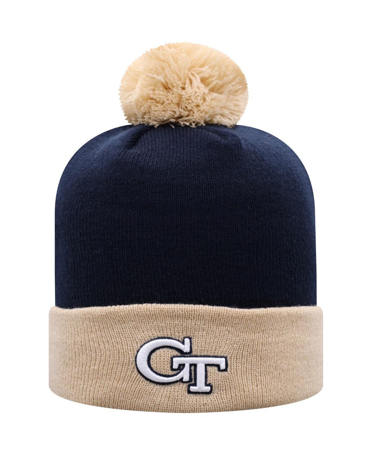 Mens Top of the World Navy and Gold Georgia Tech Yellow Jackets Core 2-Tone Cuffed Knit Hat with Pom - Navy Product Image