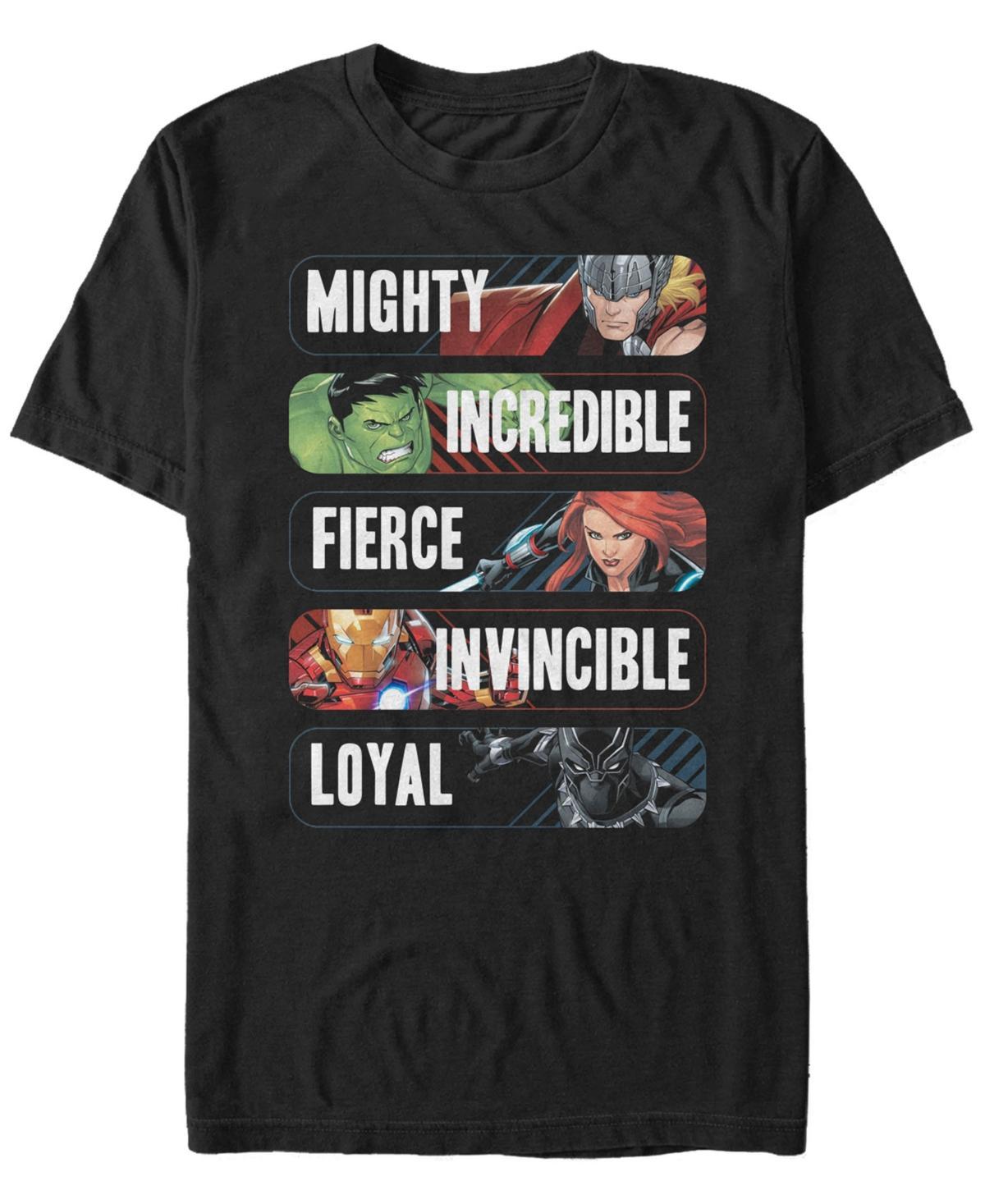 Mens Marvels Avenger Hero Adjectives Group Shot Tee Product Image