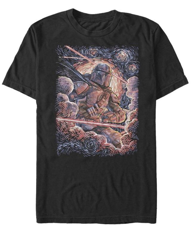 Mens Star Wars The Mandalorian Starry Night Style Portrait Tee Product Image