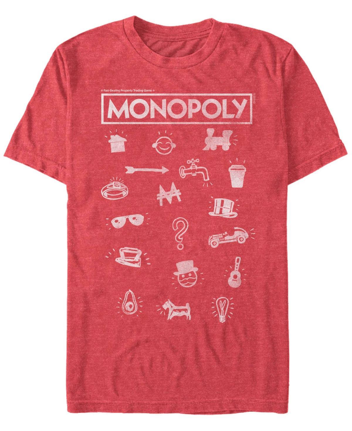 Monopoly Mens Pieces Icon Stack Short Sleeve T-Shirt Product Image