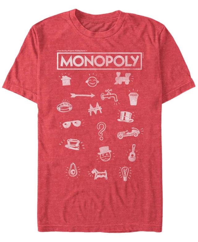 Mens Monopoly Pieces Icon Stack Tee Red Grey Product Image