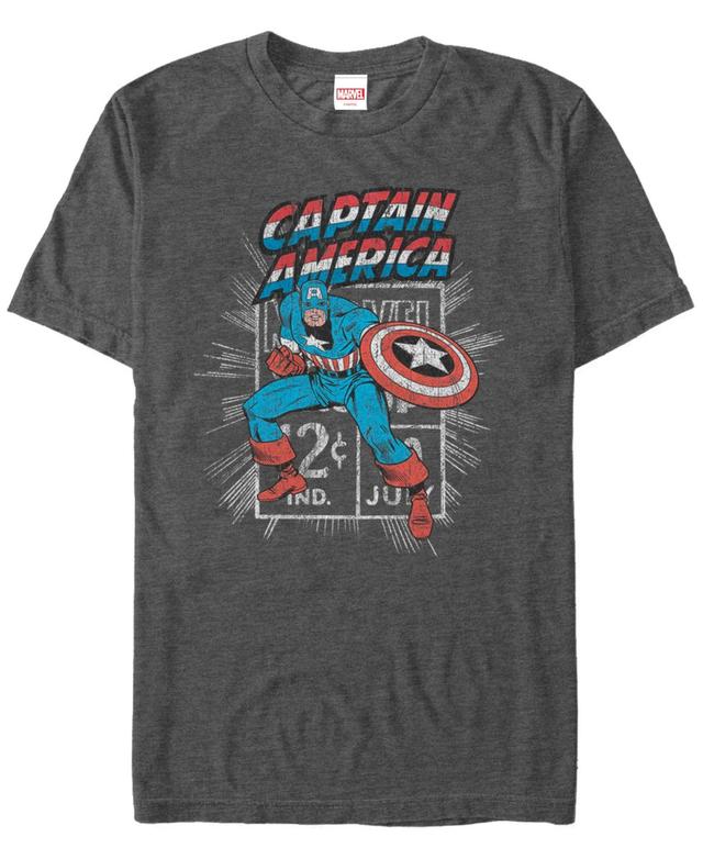 Marvel Mens Comic Collection Retro Captain America Stamp Short Sleeve T-Shirt Product Image