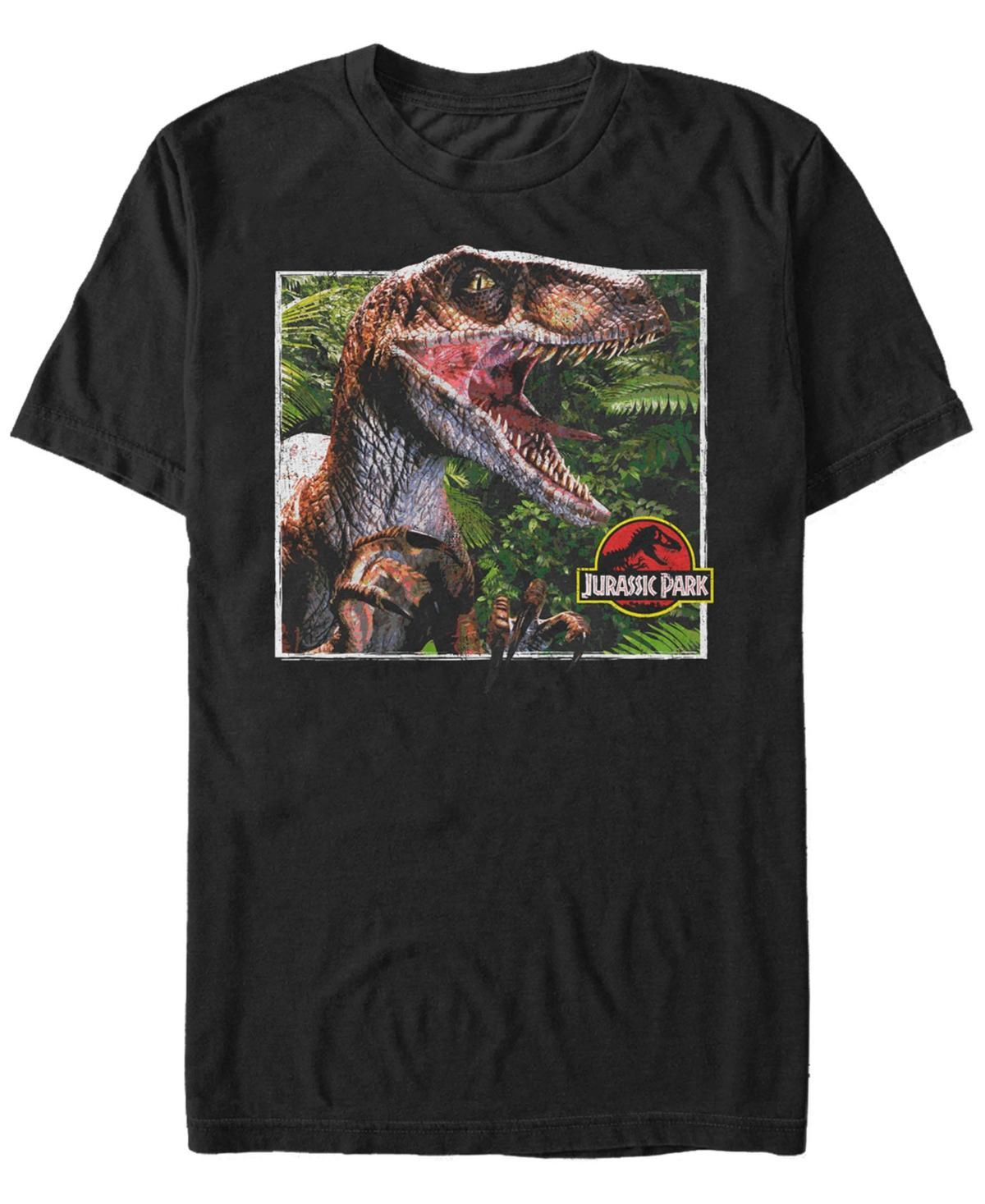 Mens Jurassic Park Raptor Coming Out Of Forest Tee Black Product Image