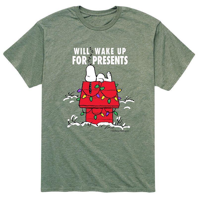 Mens Peanuts Wake For Presents Tee Grey Product Image