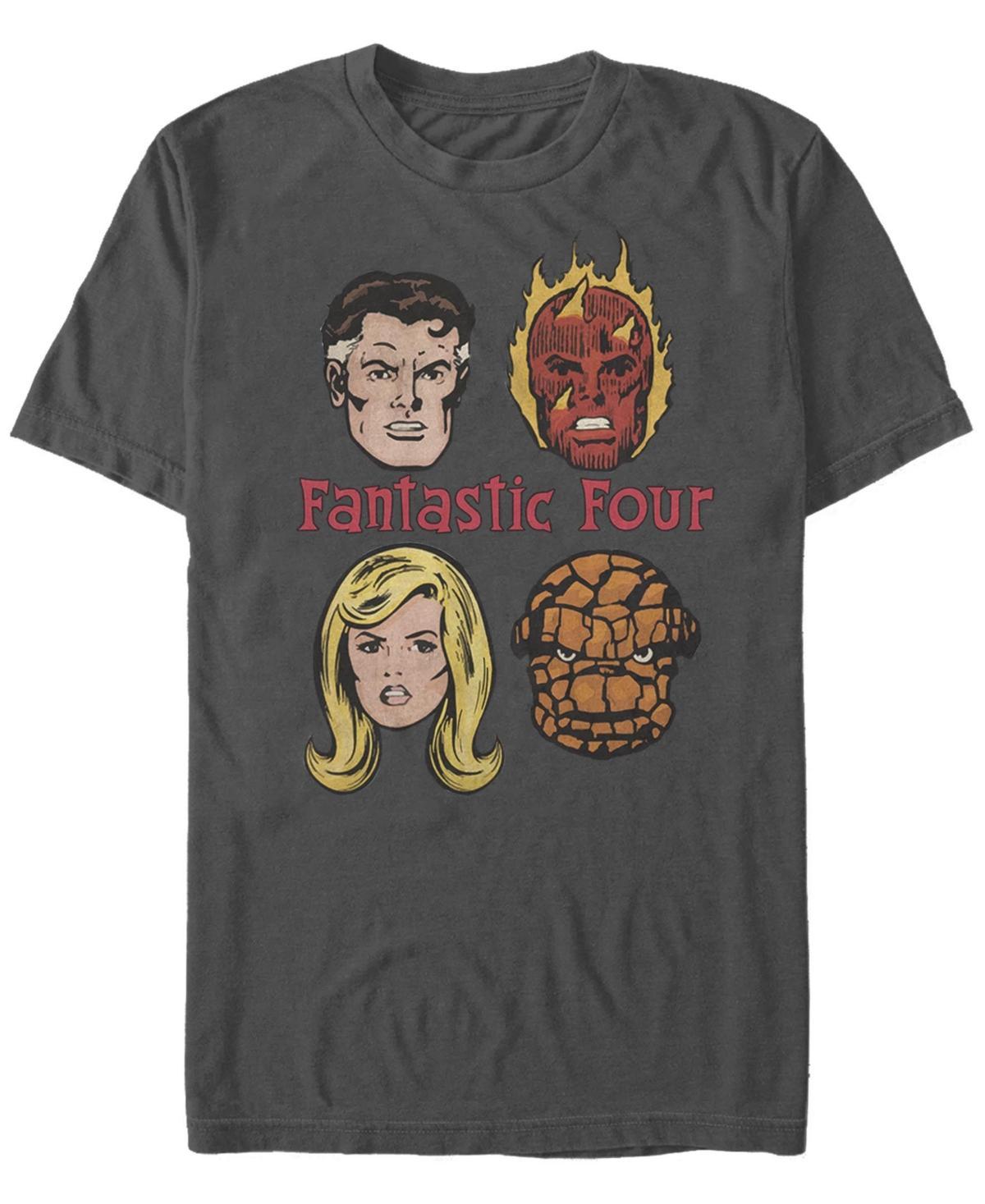 Mens Marvel Fantastic Four Group Shot Comic Themed Poster Tee Grey Product Image