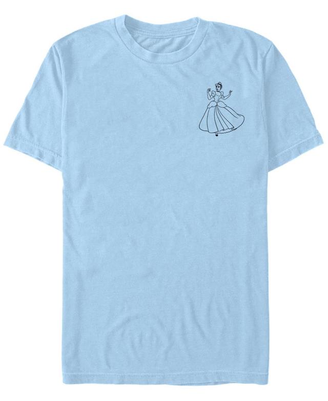 Mens Disney Vintage Cinderella Outline Pocket Tee Light Blue Product Image