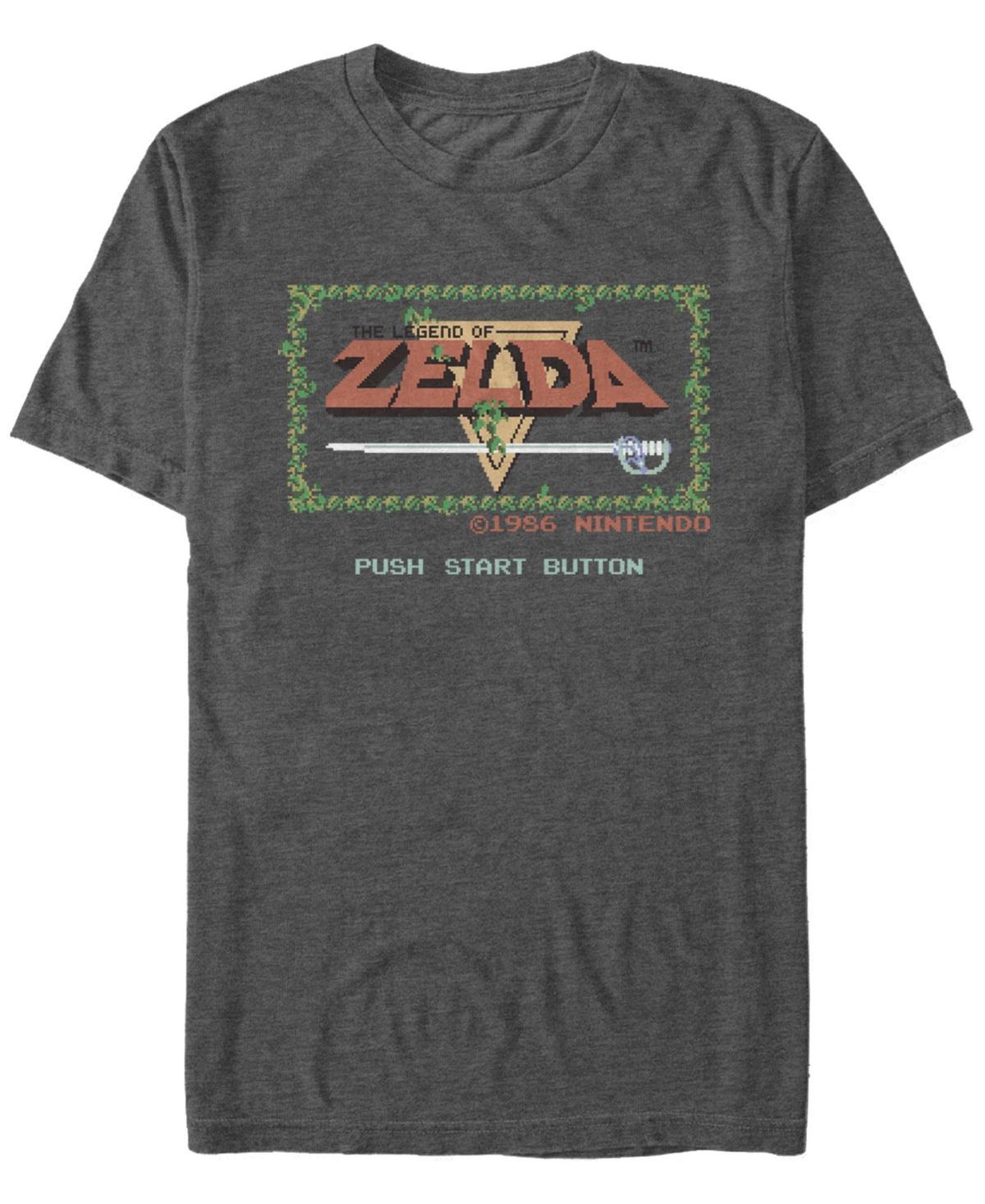 Mens Legend of Zelda Original Title Screen Retro Tee Grey Heather Product Image