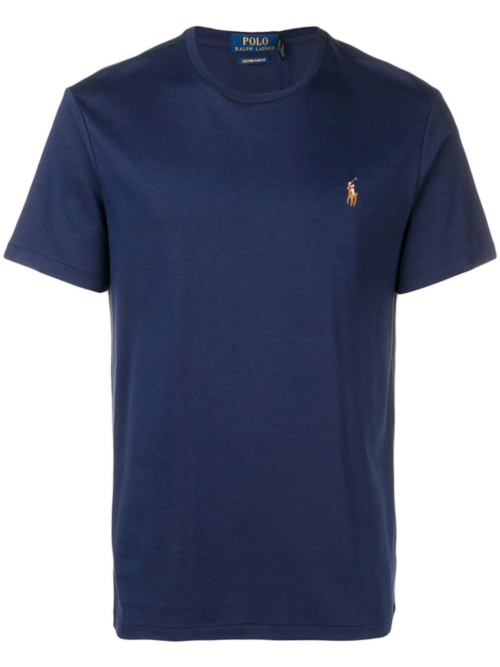 Polo-embroidered Cotton-jersey T-shirt In French Navy Product Image